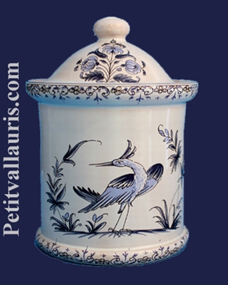 POT DE CHEMINEE ROND TAILLE 2 DECOR TRADITION MOUSTIERS BLEU