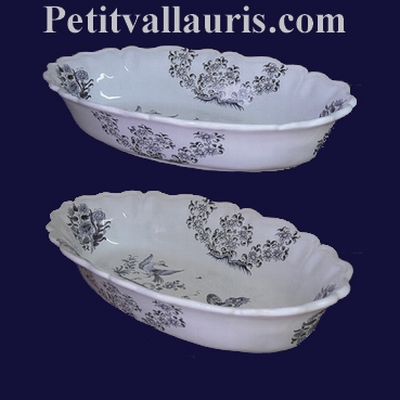 CORBEILLE OVALE DECOR TRADITION VIEUX MOUSTIERS BLEU