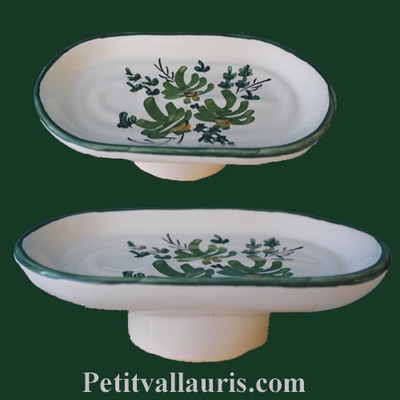 PORTE SAVON MODELE ANNEAU DECOR FLEURS VERTES