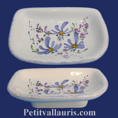 PORTE SAVON MODELE ANNIE DECOR FLEURS BLEUES