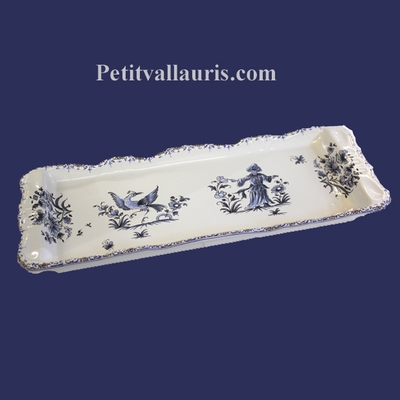 PLAT A CAKE DECOR TRADITION VIEUX MOUSTIERS BLEU