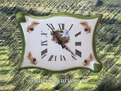 HORLOGE FAIENCE MODELE PARCHEMIN DECOR PAYSAGE CALANQUE