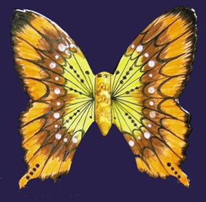 PAPILLON EN CERAMIQUE A SUSPENDRE COULEURS MARRON ET ORANGE