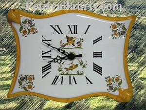 FAIENCE WALL CLOCK PARCHMENT MODEL MOUSTIERS ORANGE BORDER