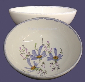 ASSIETTE CREUSE A SOUPE OU A SALADE DECOR FLEURS BLEUES