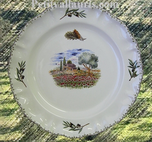 LOUIS XV MODEL PLATE POPPYS AND LITTLE FARMHOUSE DECORATION