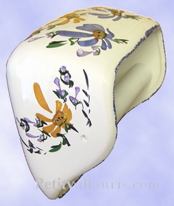 DEROULEUR DE PAPIER TOILETTE DECOR FLEURS JAUNE ET BLEUES NM