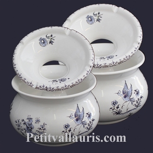 CENDRIER ANTI FUMEE EN FAIENCE GRAND MODELE TRADITION BLEU