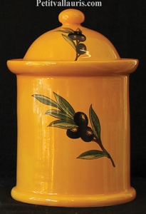 POT DE CHEMINEE ROND TAILLE 4 JAUNE PROVENCAL DECOR OLIVES
