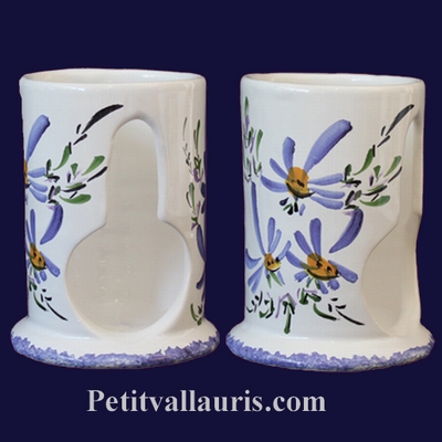 DISTRIBUTEUR DE COTON PETIT MODELE DECOR FLEURS BLEUES