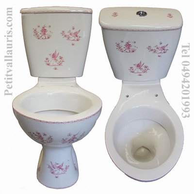 TOILETTES-WC DECOR TRADITION VIEUX MOUSTIERS ROSE