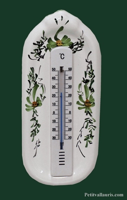 THERMOMETER WITH MURAL SUPPORT GREEN FLOWERS DECOR