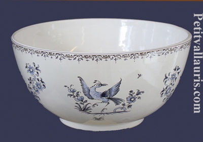 SALAD BOWL SMALL SIZE BLUE OLD MOUSTIER TRADITION DECORATION