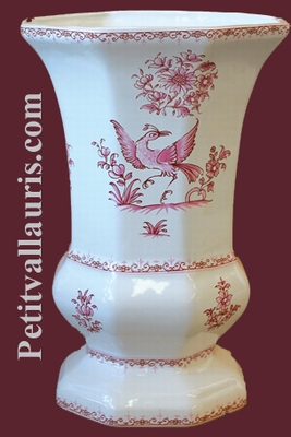 VASE MEDICIS MEDIUM MODEL OLD MOUSTIERS PINK DECORATION