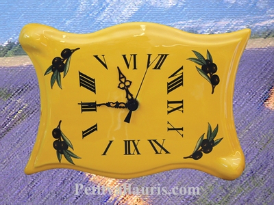 HORLOGE MODELE PARCHEMIN DECOR OLIVES ET COULEUR PROVENCALE