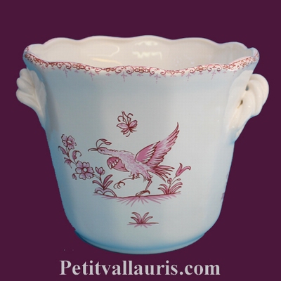 CACHE POT DROIT ANSES PETIT MODELE DECOR MOUSTIERS ROSE