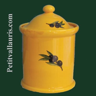 POT DE CHEMINEE ROND TAILLE 3 JAUNE PROVENCAL DECOR OLIVES