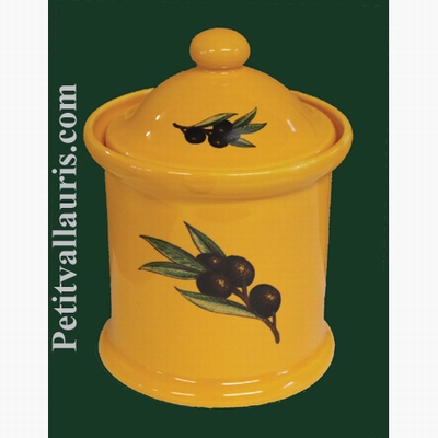 POT DE CHEMINEE ROND TAILLE1 JAUNE PROVENCAL DECOR OLIVES