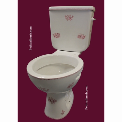 TOILETTES-WC DECOR FLEURS TRADITION VIEUX MOUSTIERS ROSE