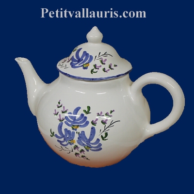 TEAPOT WHITE COLOR WITH  BLUE FLOWERS DECOR