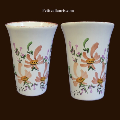 VERRE A DENTS DECOR FLEURS BEIGES