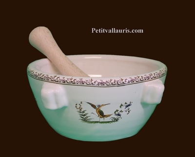 MORTIER AIOLI AVEC PILON DECOR TRADITION VIEUX MOUSTIERS 