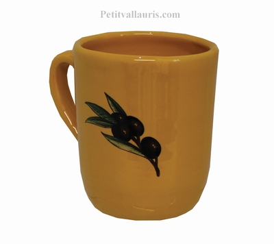 CHOPE-MUG EN CERAMIQUE DECOR JAUNE PROVENCAL PERSONNALISABLE