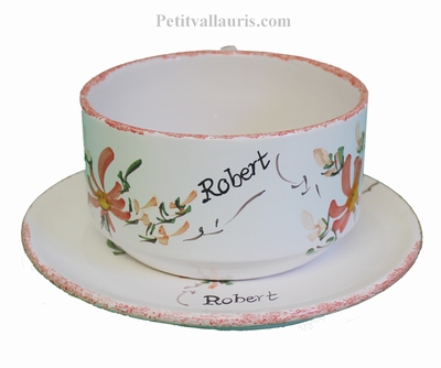 DEJEUNER DECOR FLEURS ROUGE CLAIR (TASSE ET SOUS TASSE)