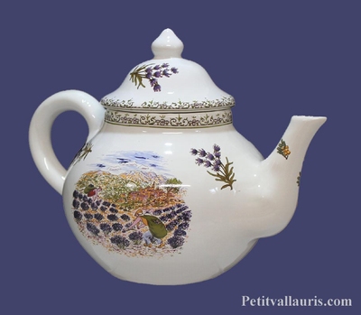 HEARTHENWARE TEAPOT PROVENCE LANDSCAPE DECORATION