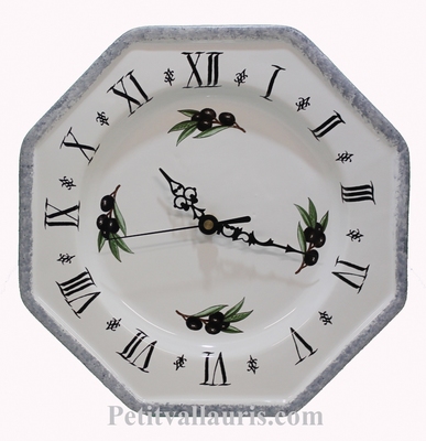 CERAMIC WALL CLOCK BLACK OLIVES AND WHITE COLOR