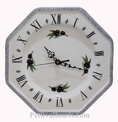 CERAMIC WALL CLOCK BLACK OLIVES AND WHITE COLOR