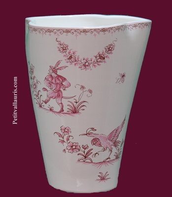 VASE GLAIEUL PINK OLD MOUSTIERS DECORATION SMALL SIZE