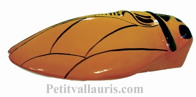 CIGALE FAIENCE-CERAMIQUE JAUNE PROVENCAL OLIVES NOIRES (T5)