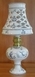 LAMPE BEC PETROLE ABAT JOUR CERAMIQUE DECOR MOUSTIER BLEU PM