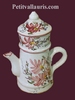 CAFETIERE EN FAIENCE DECOR FLEURI ROSE 