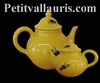 THEIERE COULEUR JAUNE PROVENCALE DECOR OLIVES NOIRES 