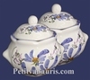 SUGAR BOWL STYLE MODEL BLUE FLOWERS DECOR 