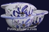 BOWL WITH HANDLES BLUE FLOWERS DECORATION 
