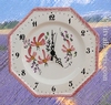 FAIENCE OCTAGONAL WALL CLOCK PINK FLOWER PAINT 