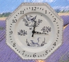 FAIENCE OCTAGONAL WALL CLOCK BLUE MOUSTIERS DECORATION TRAD. 
