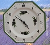 HORLOGE EN CERAMIQUE MURALE OCTOGONALE DECOR OLIVES NOIRES 