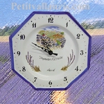 FAIENCE OCTAGONAL CLOCK  DECORATION LAVENDERS PICKING 