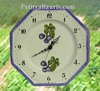 HORLOGE FAIENCE OCTOGONALE DECOR FIGUES VIOLETTES 