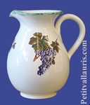 WATER JUG 1 LITER APPROXIMATELY GRAPE DECORATION 