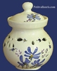 POT A  AIL DECOR FLEURS BLEUES 