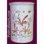 PORTE USTENSILES CUISINE AJOURE DECOR FLEURS ROSES 