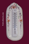 THERMOMETER WITH MURAL SUPPORT PINK FLOWERS DECOR 