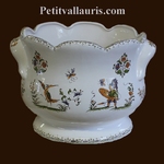 CACHE POT FESTONNE ANSE DECOR TRADITION VIEUX MOUSTIERS 