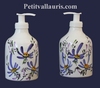 DISTRIBUTEUR DE SAVON LIQUIDE DECOR FLEURS BLEUES 