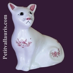 CHAT CERAMIQUE MODELE MISTIGRI DECOR TRADITION MOUSTIER ROSE
